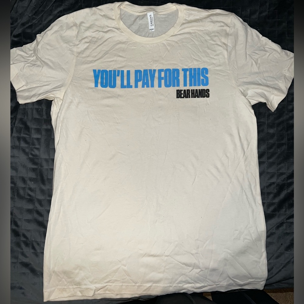 BEAR HANDS BAND MENS L LARGE CREAM T SHIRT You’ll Pay For This Album Tee New